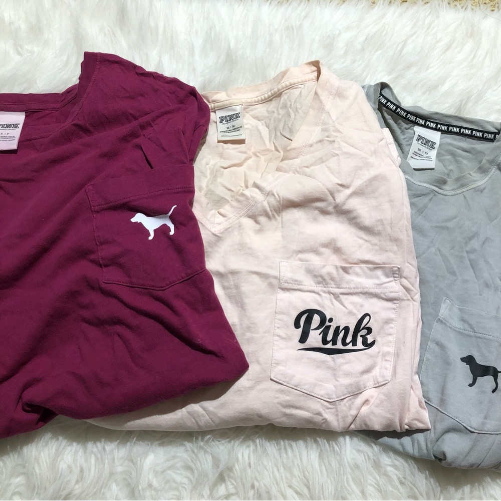 Pink Victoria’s Secret bundle long sleeves with graphic logo small S tops shirts